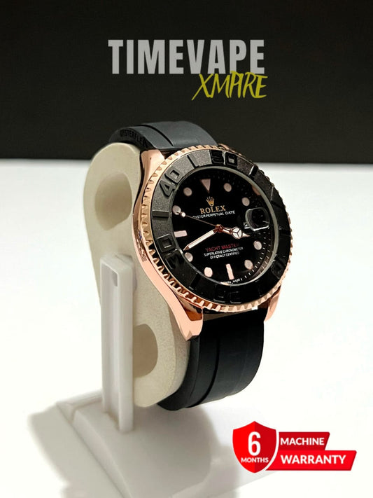 Rolex Luxury Rotating Bezel Bronze watch - Silicon Strap